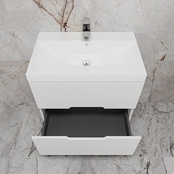 Style Line Тумба с раковиной Матис 70 подвесная белая матовая – фотография-5